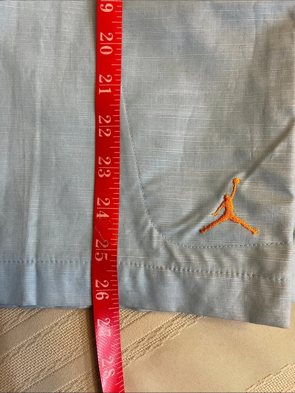 Jordan Light Blue Cargo Shorts with Orange Jumpman